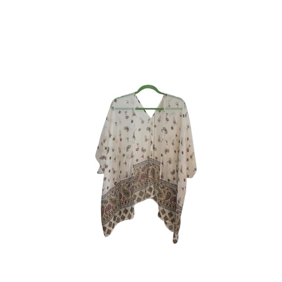 Urban Outfitters Ecote cream Boho Western White Paisley Kimono Shawl - Picture 7 of 14